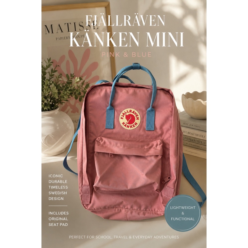Fjallraven Kanken Mini Pink Blue Backpack School Travel Swedish Bag